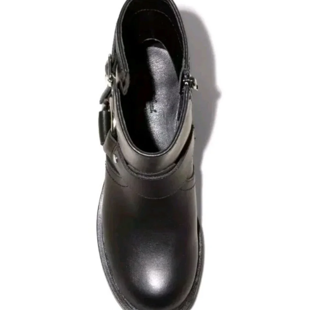 Universal Thread Womens Connor Side Zip Harness Buckle Ankle Boots Black Sz 7